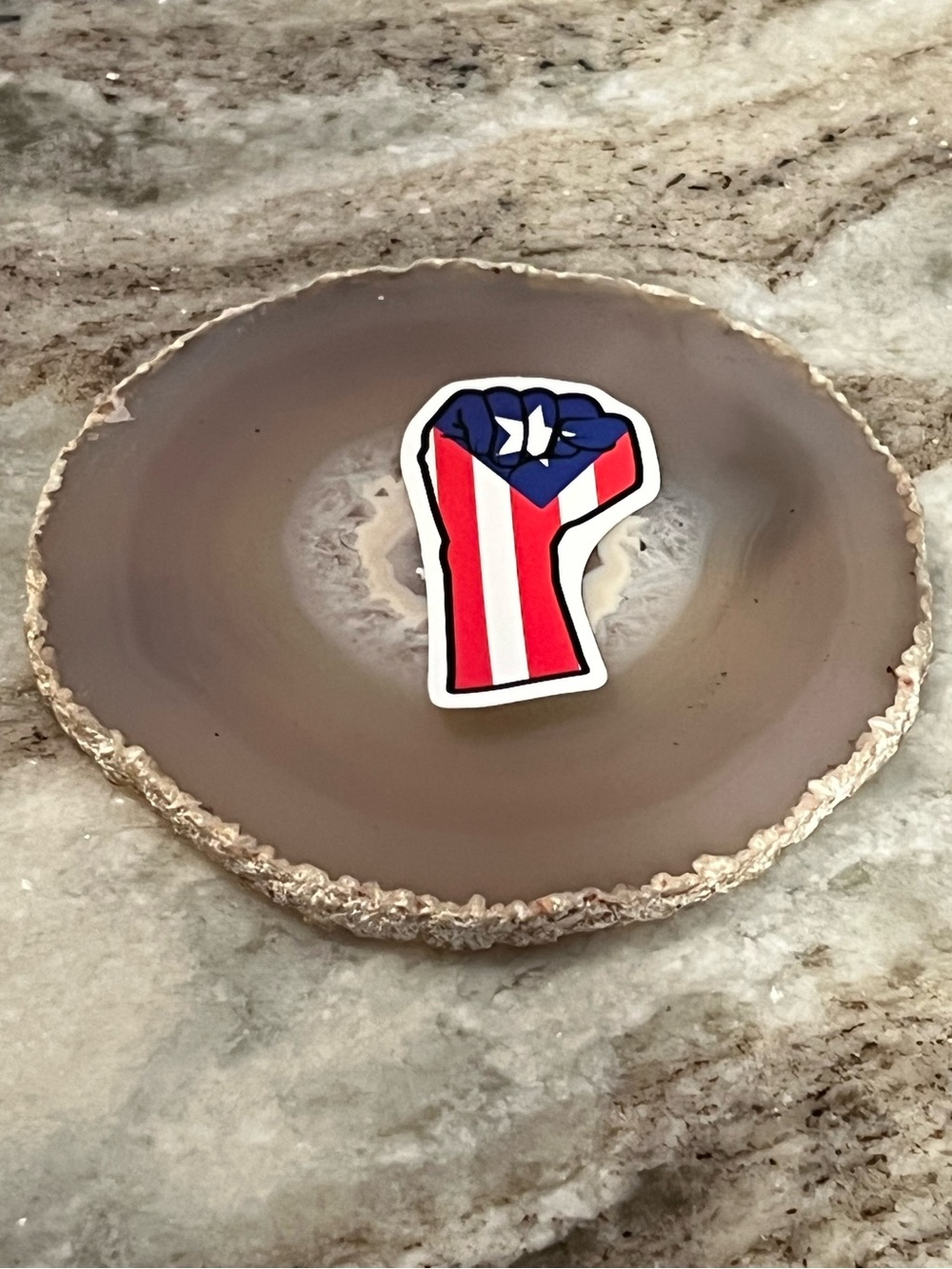 $5/10 - Puerto Rican Flag Pride Fist Sticker - Red, White & Blue